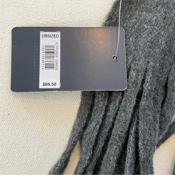 NWT Lucky Brand Charcoal Gray Soft Wide Winter Scarf Fringe Long - Picture 6 of 10